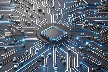 科技3d渲染科技感电路板芯片电子元件插画